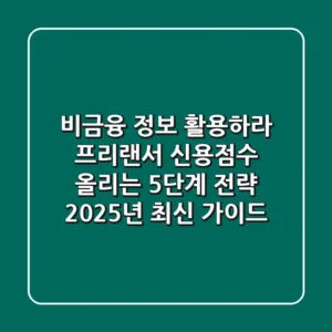 "비금융 정보 활용하라", 프리랜서 신용점수 올리는 5단계 전략, 2025년 최신 가이드