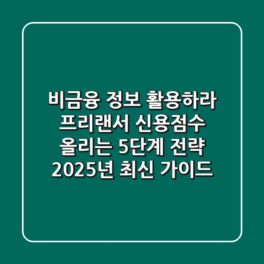 "비금융 정보 활용하라", 프리랜서 신용점수 올리는 5단계 전략, 2025년 최신 가이드