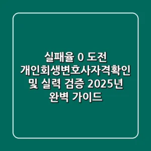 "실패율 0% 도전", 개인회생변호사자격확인 및 실력 검증 2025년 완벽 가이드