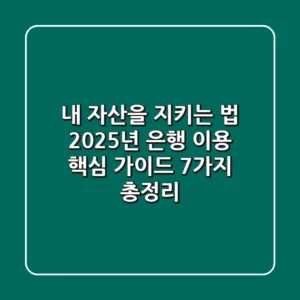 "내 자산을 지키는 법", 2025년 은행 이용 핵심 가이드 7가지 총정리