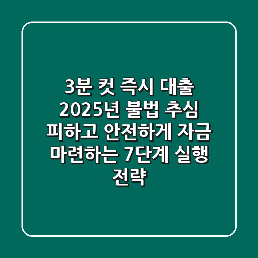 "3분 컷 즉시 대출", 2025년 불법 추심 피하고 안전하게 자금 마련하는 7단계 실행 전략