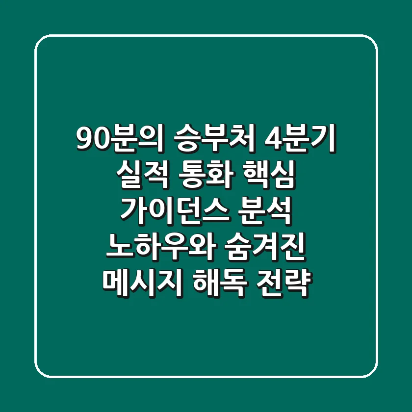"90분의 승부처", 4분기 실적 통화 핵심 가이던스 분석 노하우와 숨겨진 메시지 해독 전략