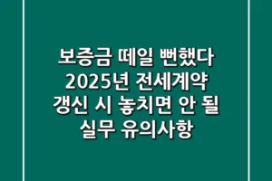 “보증금 떼일 뻔했다”, 2025년 전세계약 갱신 시 놓치면 안 될 실무 유의사항