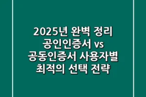 “2025년 완벽 정리”, 공인인증서 vs 공동인증서, 사용자별 최적의 선택 전략