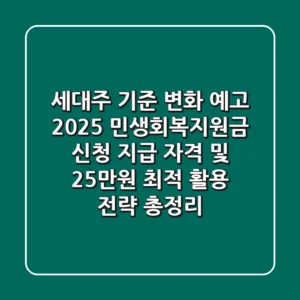 "세대주 기준 변화 예고", 2025 민생회복지원금 신청, 지급 자격 및 25만원 최적 활용 전략 총정리