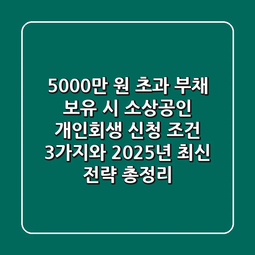 "5,000만 원 초과 부채 보유 시", 소상공인 개인회생 신청 조건 3가지와 2025년 최신 전략 총정리