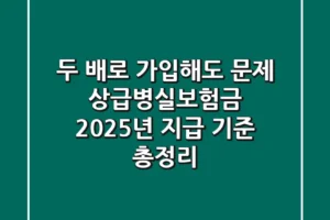 “두 배로 가입해도 문제?” 상급병실보험금 2025년 지급 기준 ‘총정리’