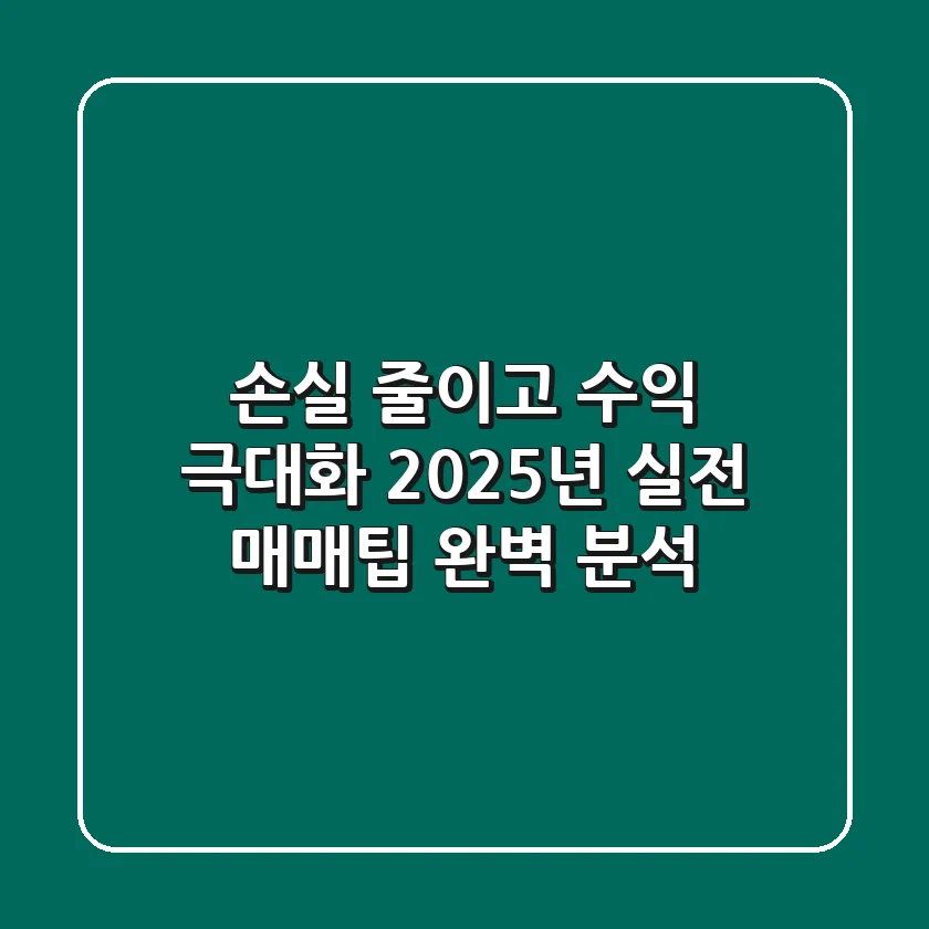 “손실 줄이고 수익 극대화”, 2025년 실전 매매팁 완벽 분석
