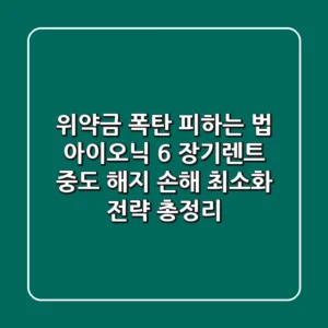 "위약금 폭탄 피하는 법?", 아이오닉 6 장기렌트 중도 해지 손해 최소화 전략 총정리