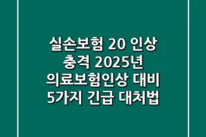 “실손보험 20% 인상 충격”, 2025년 의료보험인상 대비 5가지 긴급 대처법