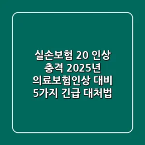 "실손보험 20% 인상 충격", 2025년 의료보험인상 대비 5가지 긴급 대처법