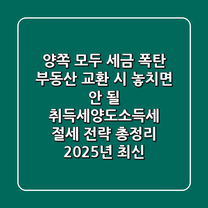 "양쪽 모두 세금 폭탄?", 부동산 교환 시 놓치면 안 될 취득세·양도소득세 절세 전략 총정리 (2025년 최신)