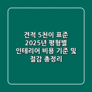 "견적 5천이 표준?", 2025년 평형별 인테리어 비용 기준 및 절감 총정리