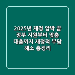 "2025년 재정 압박 끝", 정부 지원부터 맞춤 대출까지 재정적 부담 해소 총정리