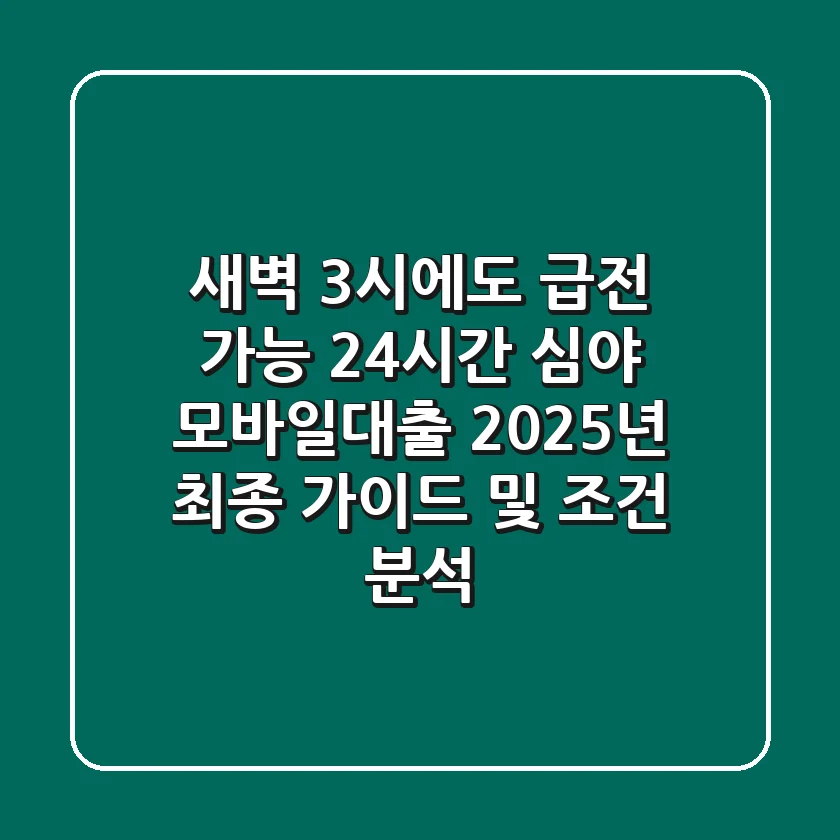 "새벽 3시에도 급전 가능?", 24시간 심야 모바일대출 2025년 최종 가이드 및 조건 분석