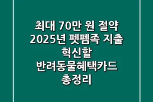 “최대 70만 원 절약?”, 2025년 펫펨족 지출 혁신할 반려동물혜택카드 총정리