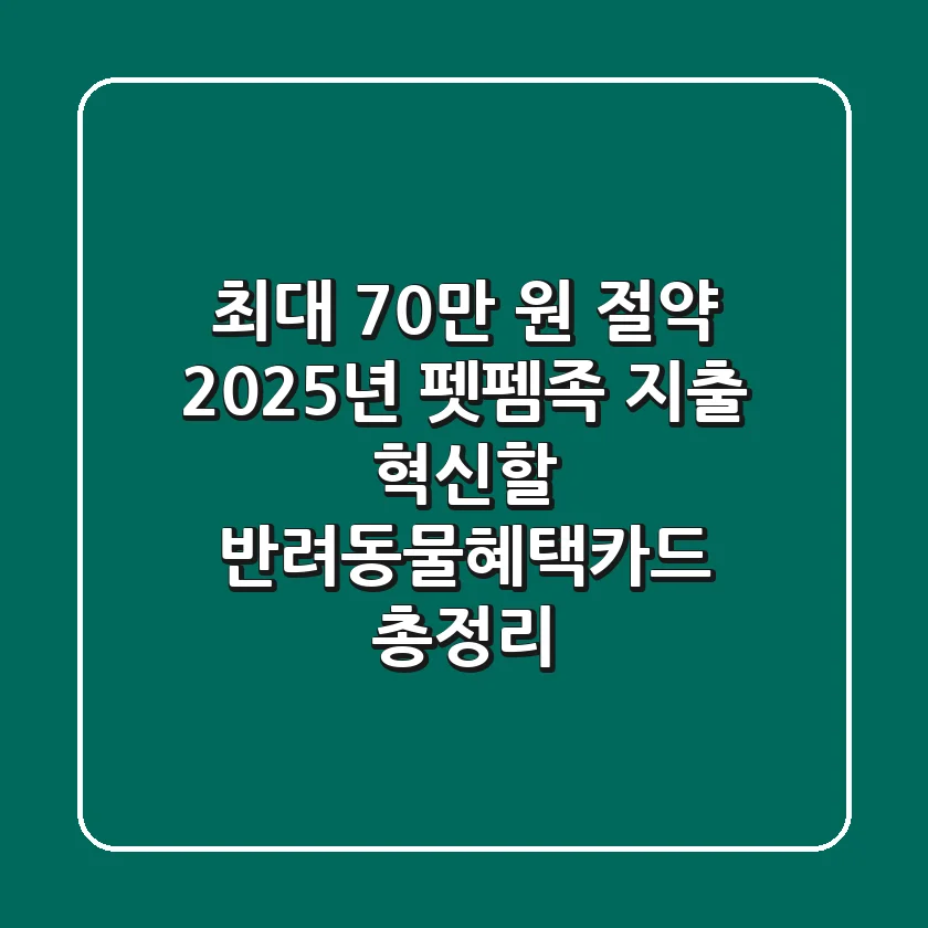 "최대 70만 원 절약?", 2025년 펫펨족 지출 혁신할 반려동물혜택카드 총정리