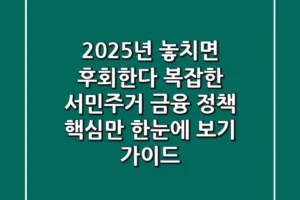“2025년 놓치면 후회한다”, 복잡한 서민·주거 금융 정책 핵심만 한눈에 보기 가이드