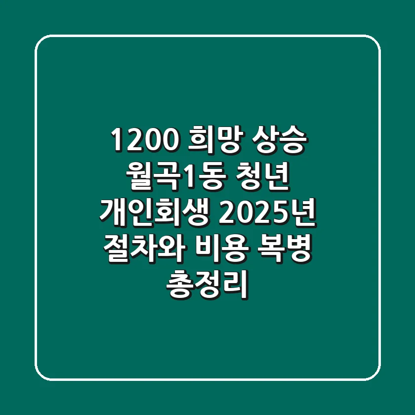 "1,200% 희망 상승!" 월곡1동 청년 개인회생, 2025년 절차와 비용 '복병' 총정리