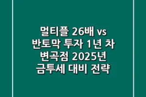 “멀티플 2.6배 vs 반토막”, 투자 1년 차 변곡점, 2025년 금투세 대비 전략