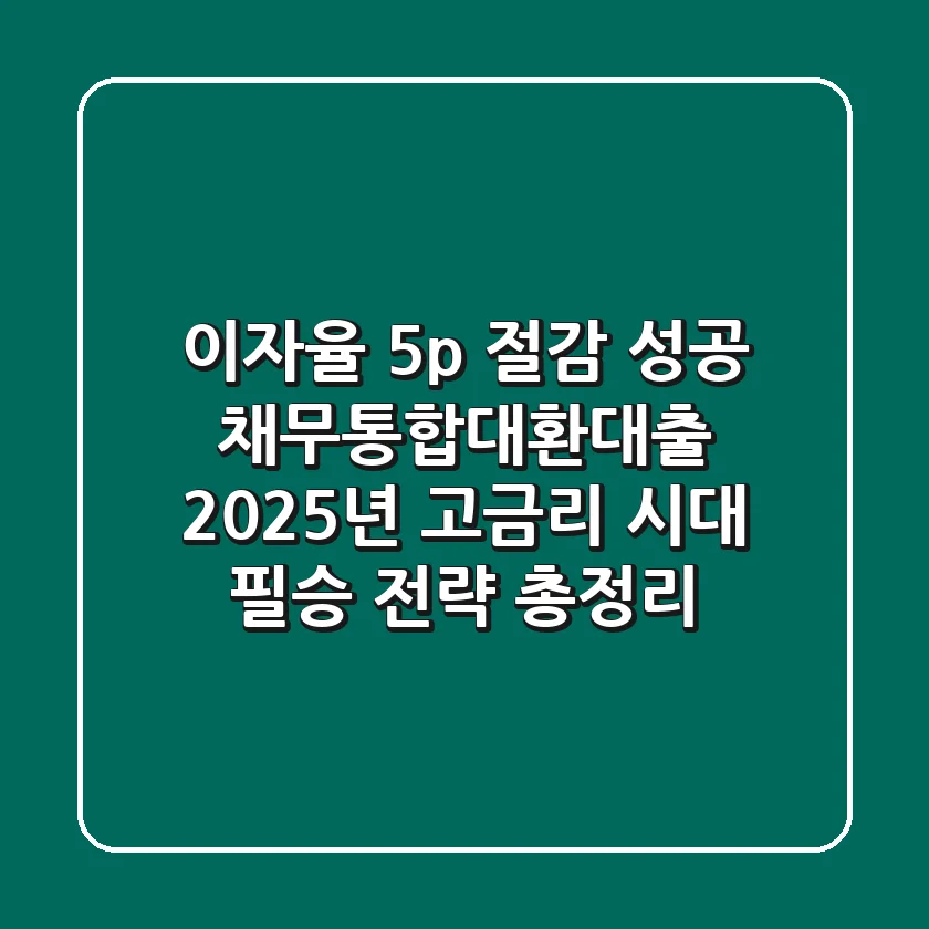 "이자율 5%p 절감 성공", 채무통합대환대출, 2025년 고금리 시대 필승 전략 총정리