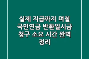 “실제 지급까지 며칠?”, 국민연금 반환일시금 청구 소요 시간 완벽 정리