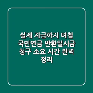 "실제 지급까지 며칠?", 국민연금 반환일시금 청구 소요 시간 완벽 정리