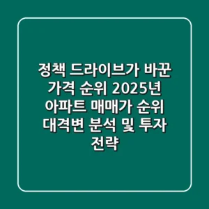 "정책 드라이브가 바꾼 가격 순위", 2025년 아파트 매매가 순위 대격변 분석 및 투자 전략