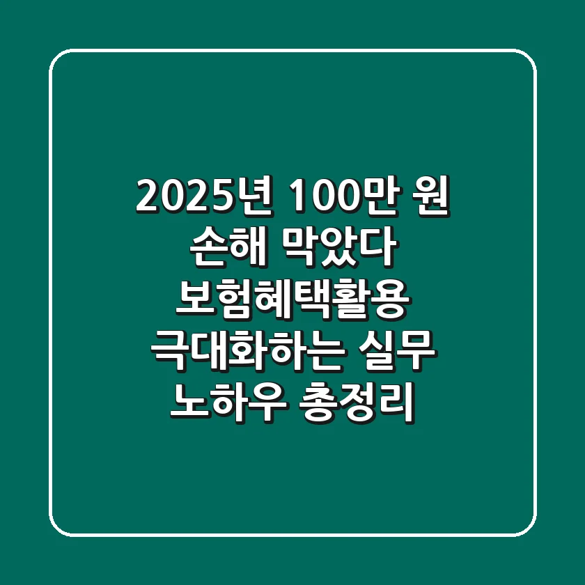 "2025년, 100만 원 손해 막았다!", 보험혜택활용 극대화하는 실무 노하우 총정리