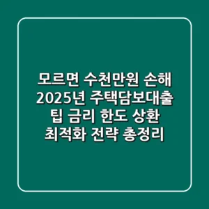 "모르면 수천만원 손해", 2025년 주택담보대출 팁: 금리, 한도, 상환 최적화 전략 총정리