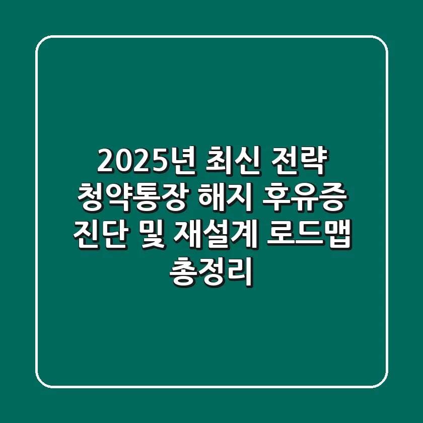 "2025년 최신 전략", 청약통장 해지 후유증 진단 및 재설계 로드맵 총정리