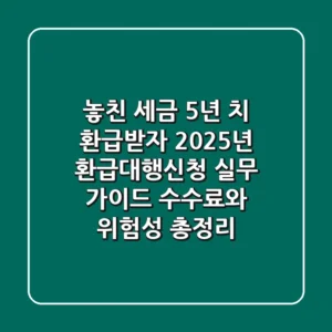 "놓친 세금 5년 치 환급받자", 2025년 '환급대행신청' 실무 가이드: 수수료와 위험성 총정리