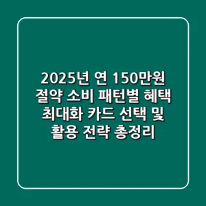 "2025년 연 150만원 절약", 소비 패턴별 혜택 최대화 카드 선택 및 활용 전략 총정리