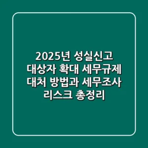 "2025년 성실신고 대상자 확대", 세무규제 대처 방법과 세무조사 리스크 총정리