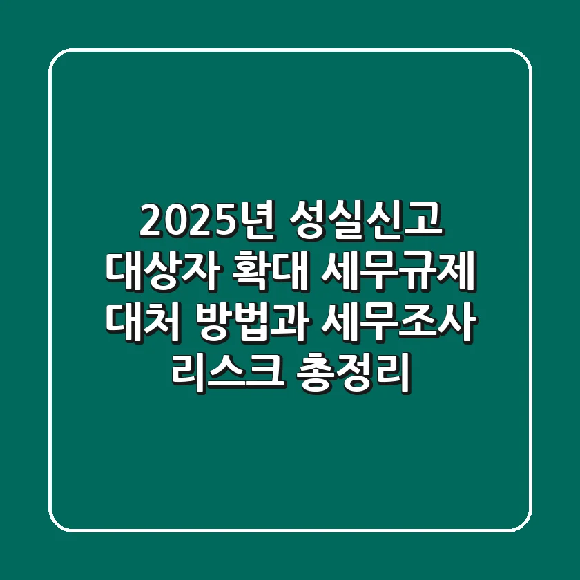 "2025년 성실신고 대상자 확대", 세무규제 대처 방법과 세무조사 리스크 총정리