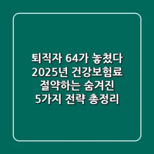 "퇴직자 64%가 놓쳤다", 2025년 건강보험료 절약하는 숨겨진 5가지 전략 총정리