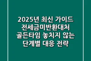 “2025년 최신 가이드”, 전세금미반환대처 ‘골든타임’ 놓치지 않는 단계별 대응 전략
