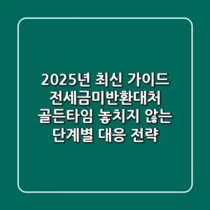 "2025년 최신 가이드", 전세금미반환대처 '골든타임' 놓치지 않는 단계별 대응 전략