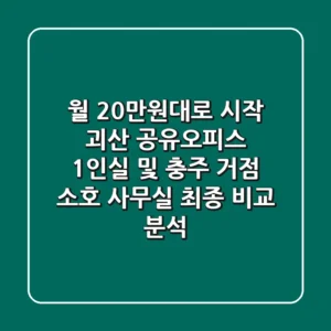 "월 20만원대로 시작", 괴산 공유오피스 1인실 및 충주 거점 소호 사무실 최종 비교 분석