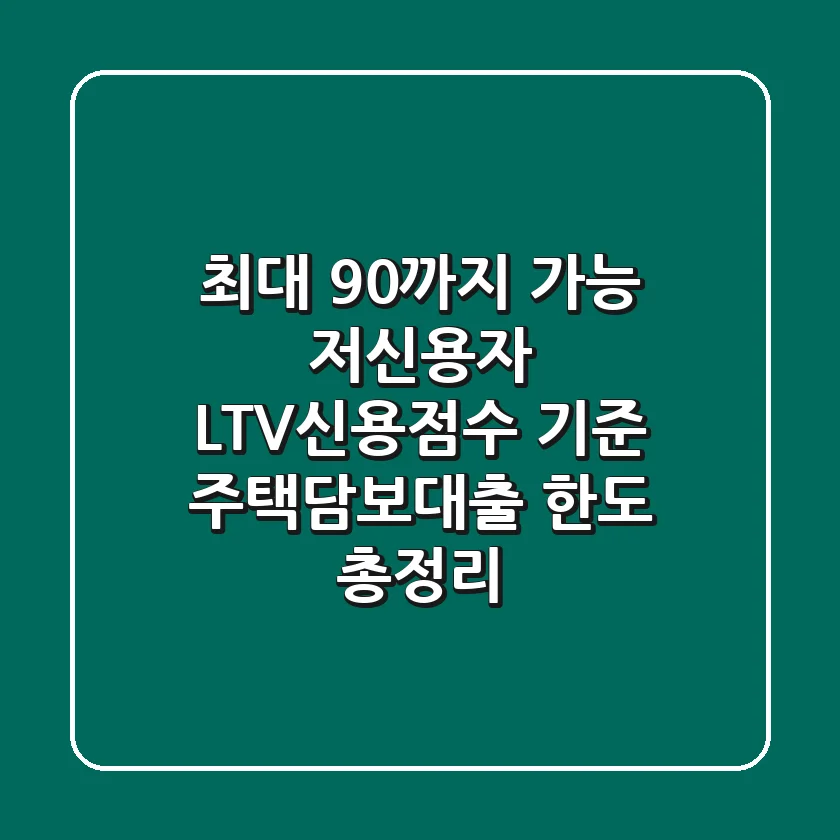 "최대 90%까지 가능?", 저신용자 LTV신용점수 기준 주택담보대출 한도 총정리