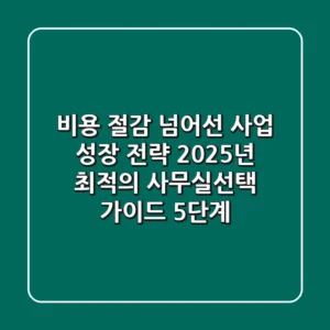 "비용 절감 넘어선 사업 성장 전략", 2025년 최적의 사무실선택 가이드 5단계