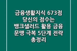 “금융생활지식 6.73점, 당신의 점수는?”, 뱅크샐러드 활용 금융 문맹 극복 5단계 전략 총정리