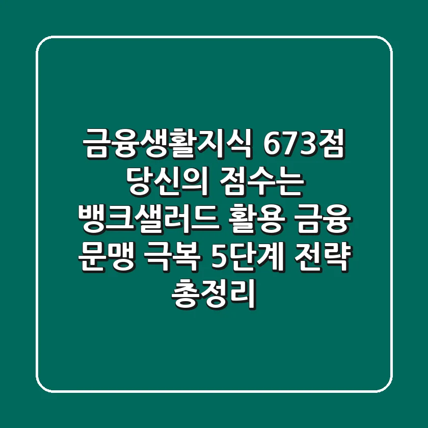 "금융생활지식 6.73점, 당신의 점수는?", 뱅크샐러드 활용 금융 문맹 극복 5단계 전략 총정리