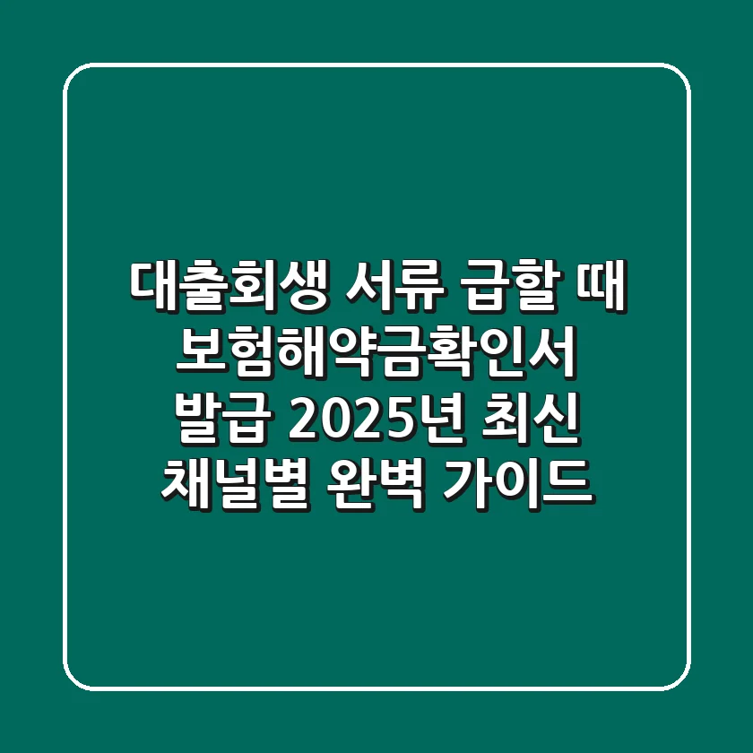 대출·회생 서류 급할 때 '보험해약금확인서 발급', 2025년 최신 채널별 완벽 가이드