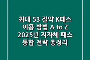 “최대 53% 절약!”, K-패스 이용 방법 A to Z: 2025년 지자체 패스 통합 전략 총정리