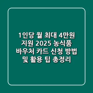 "1인당 월 최대 4만원 지원", 2025 농식품 바우처 카드 신청 방법 및 활용 팁 총정리