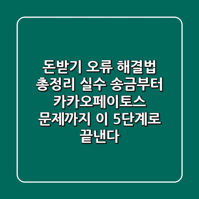"돈받기 오류 해결법 총정리", 실수 송금부터 카카오페이/토스 문제까지 '이 5단계'로 끝낸다
