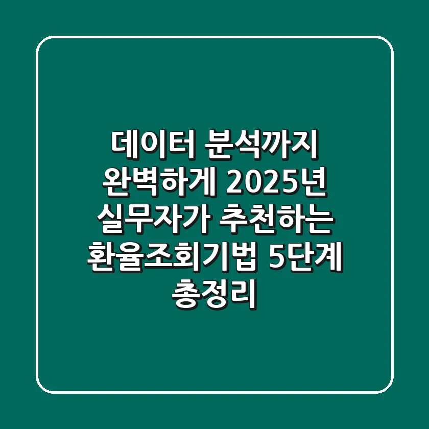 "데이터 분석까지 완벽하게", 2025년 실무자가 추천하는 환율조회기법 5단계 총정리
