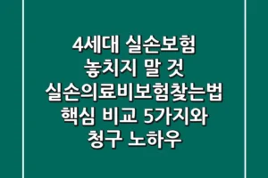 “4세대 실손보험 놓치지 말 것!”, 실손의료비보험찾는법 핵심 비교 5가지와 청구 노하우