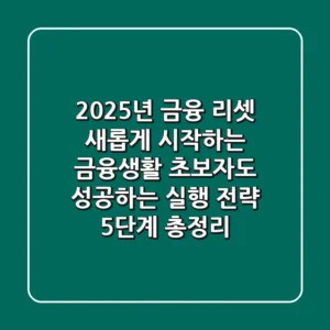 "2025년 금융 리셋", 새롭게 시작하는 금융생활, 초보자도 성공하는 실행 전략 5단계 총정리